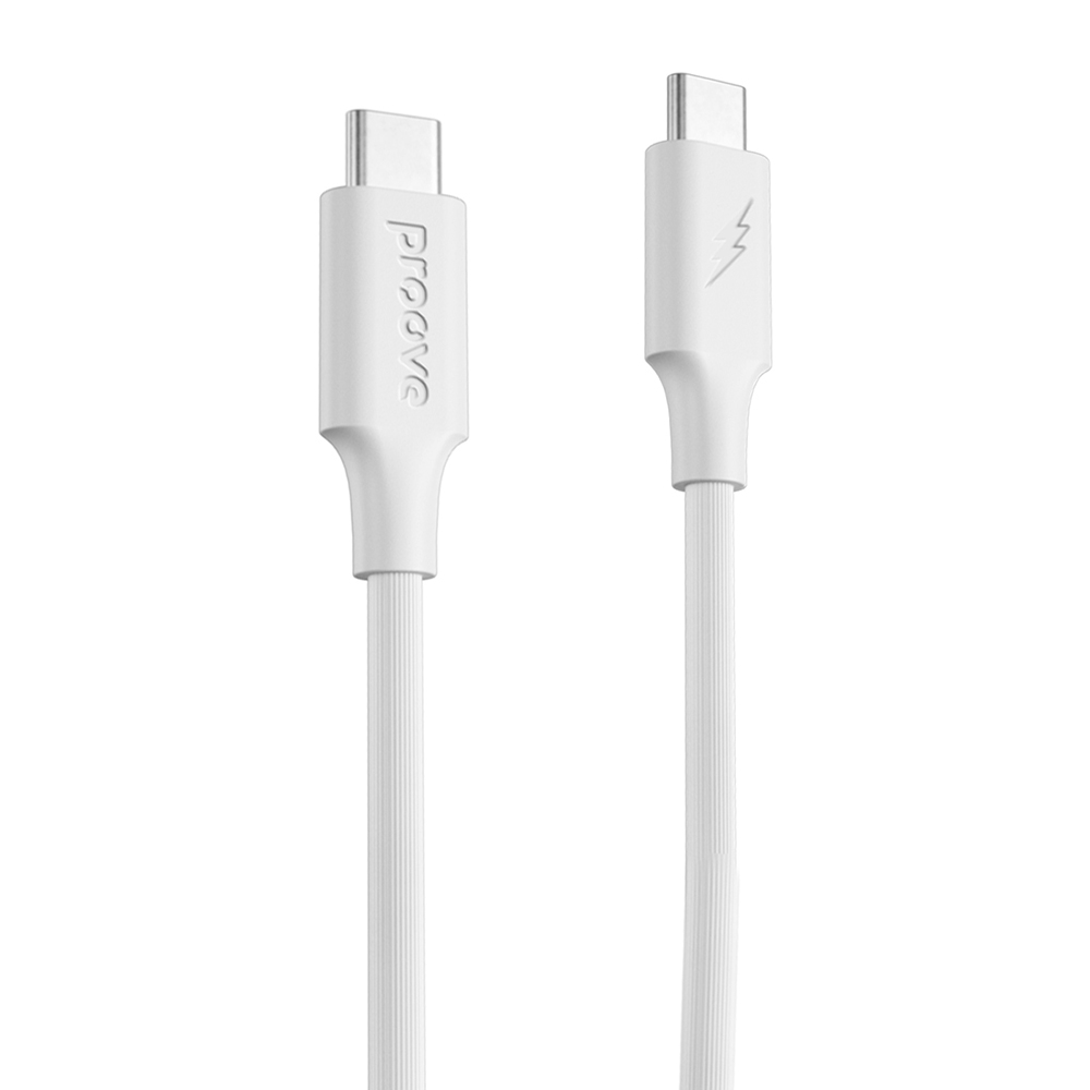 Proove laidas Striped Silikoninis USB-C - USB-C 1m 60W baltas