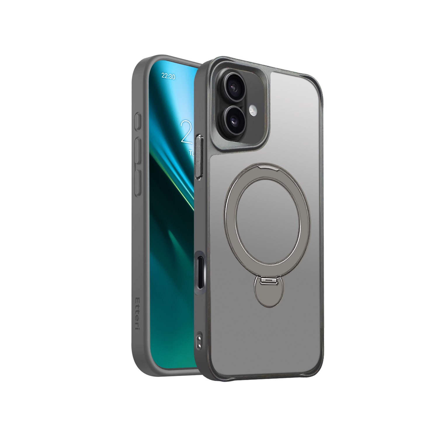 Etteri Matinis Mag Ring dėklas for iPhone 16 Plus 6,7" pilkas