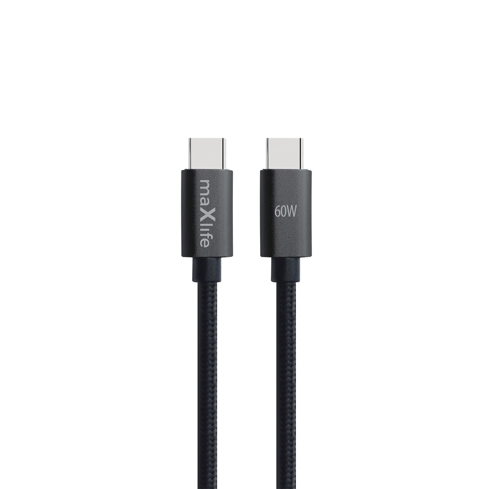Maxlife MXUC-12 laidas USB-C - USB-C 1,0 m 60W juodas
