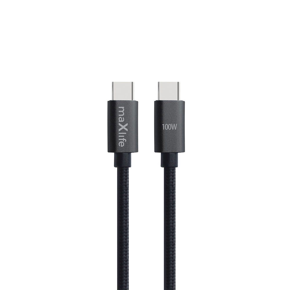 Maxlife MXUC-12 laidas USB-C - USB-C 1,0 m 100W juodas