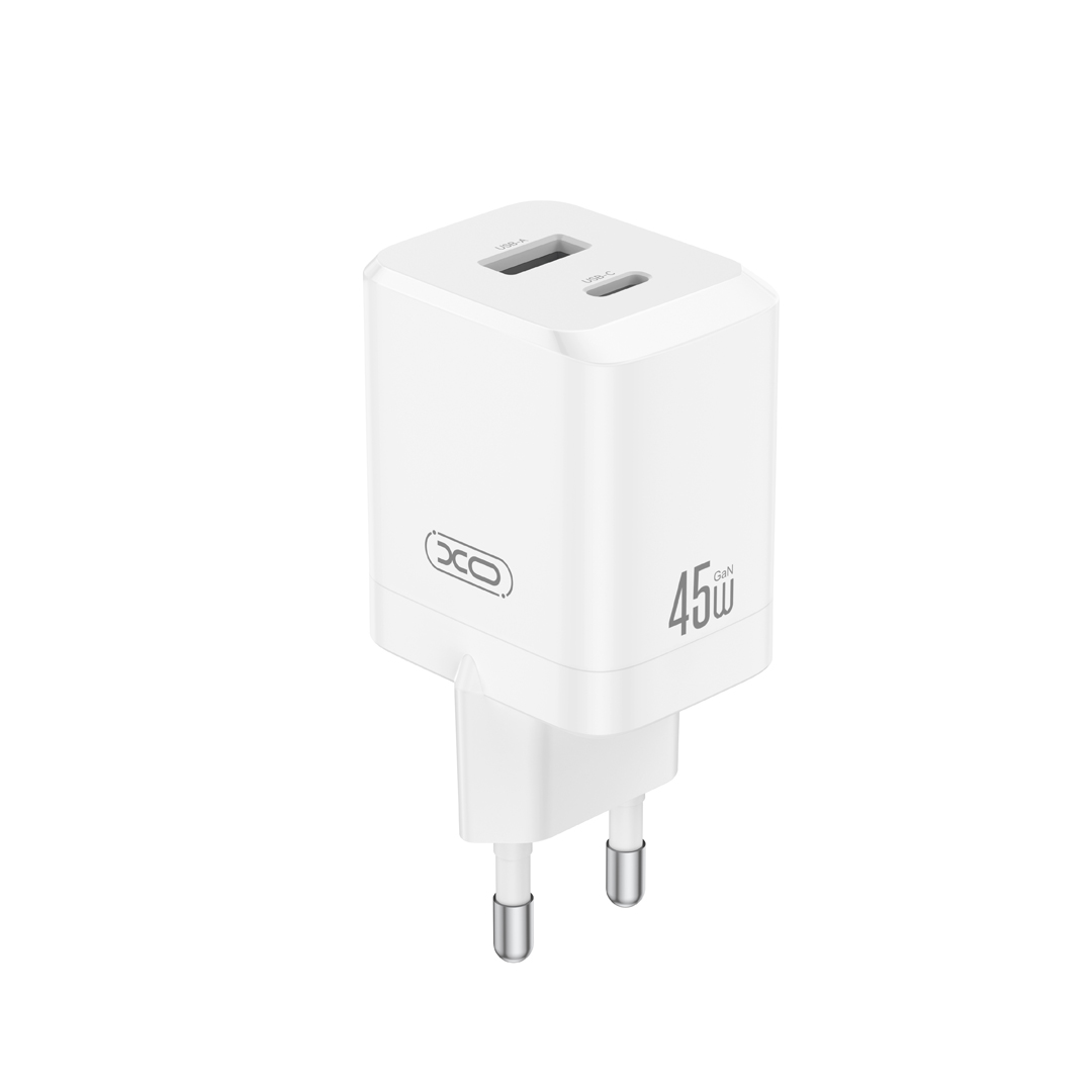 XO wall įkroviklis CE36 PD 45W 1x USB-C 1x USB baltas