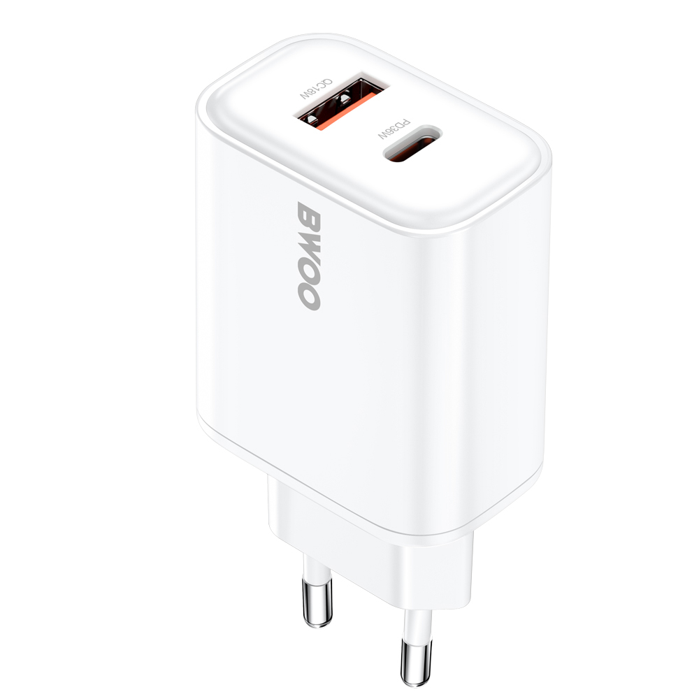 BWOO CDA207 PD 36W wall įkroviklis 1x USB-A + USB-C port baltas