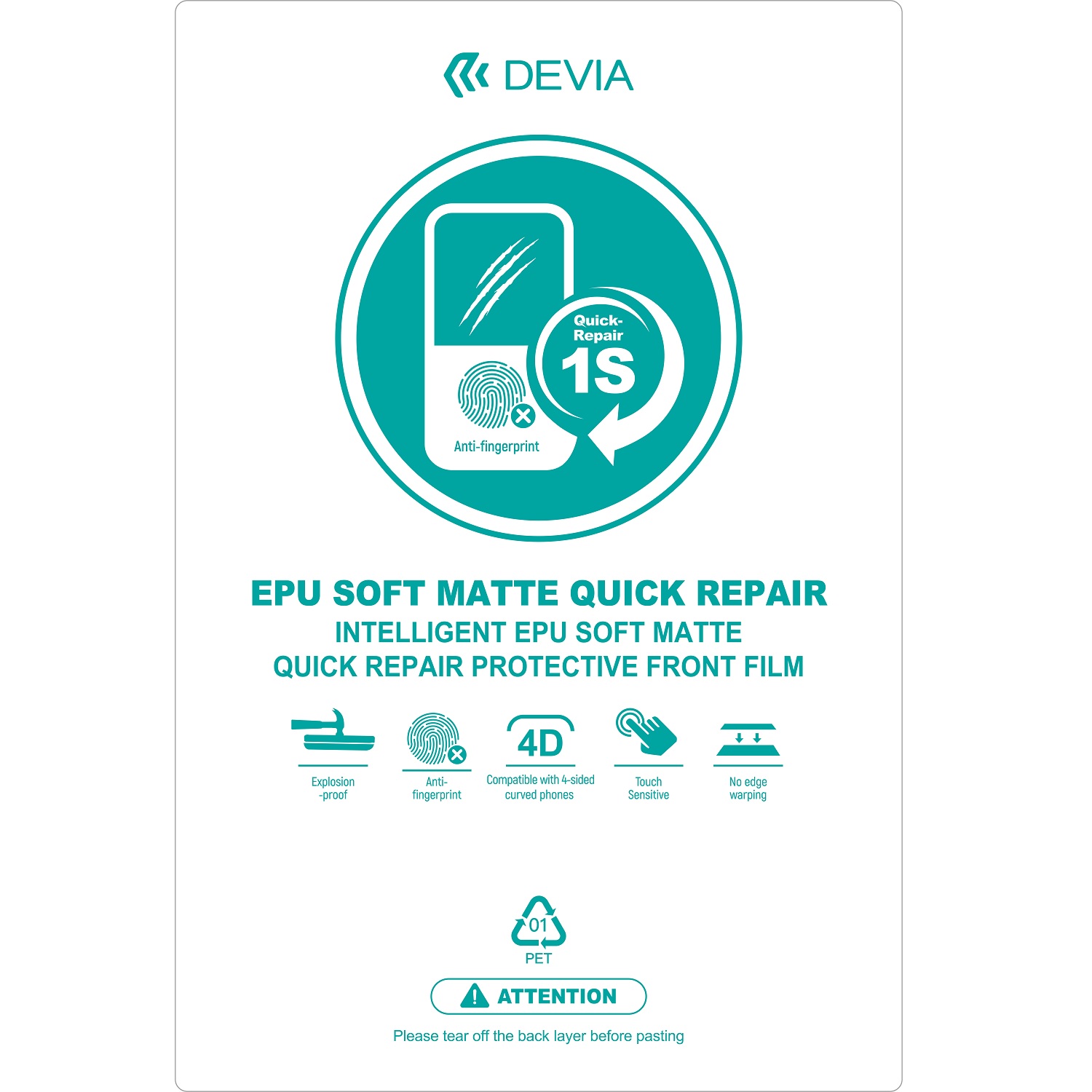 Devia Rinkinys foil EPU quick repair matt for cutting machine 20pcs for smartphone LCD