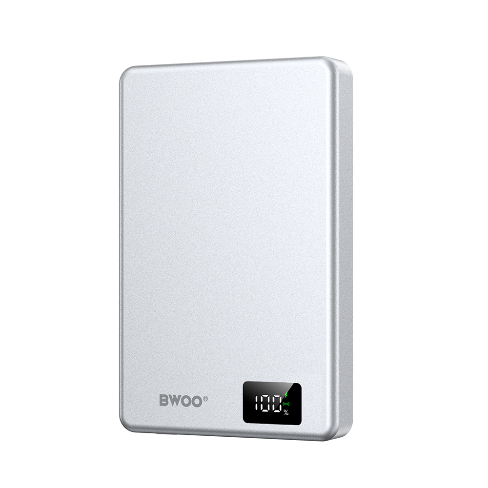 BWOO ultra-slim aluminium magnetic išorinė baterija P76 PD 20W 10000 mAh with digital display and USB-C port juodas