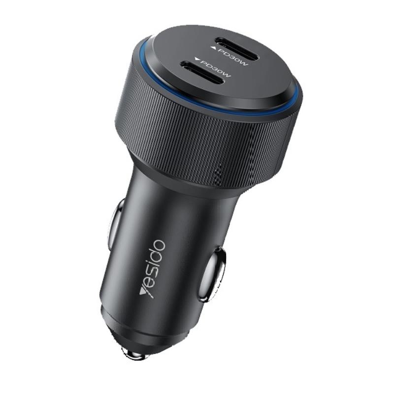 YESIDO CAR ĮKROVIKLIS Y48 PD 60W 2xUSB-C juodas