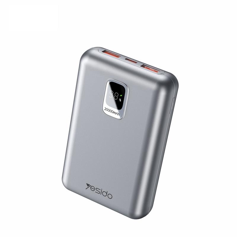 yesido Powerbank YP47 20 000 mAh 22.5W  + PD 20W led sidabrinis