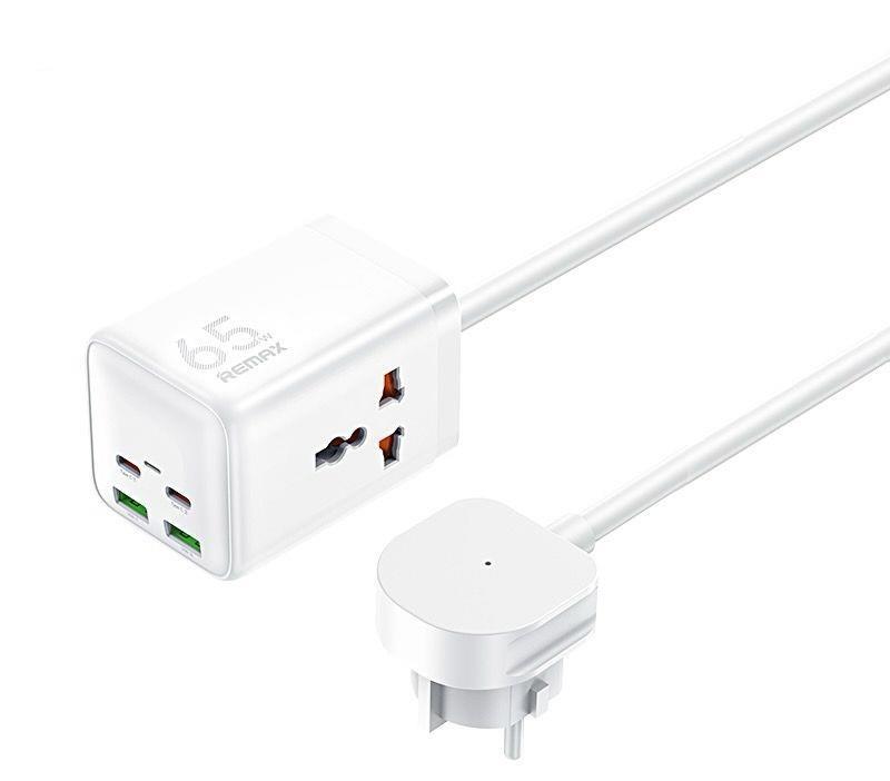 REMAX GAN POWER STRIP 65W RP-U157 2xUSB+2xUSB-C 1.5M baltas