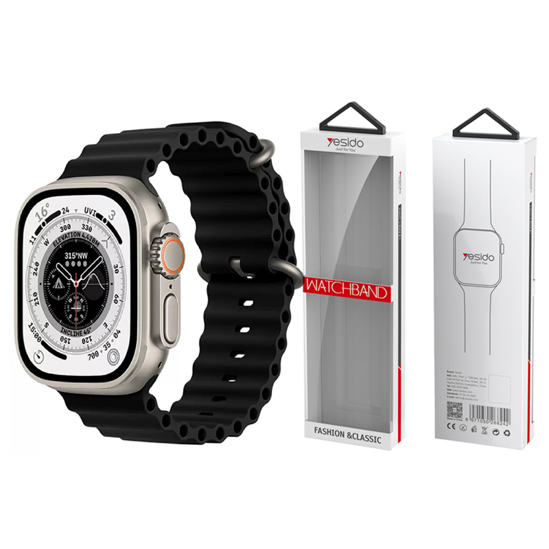 YESIDO WB21 APPLE WATCH SILIKONINIS DIRŽELIS 42/44/45 juodas