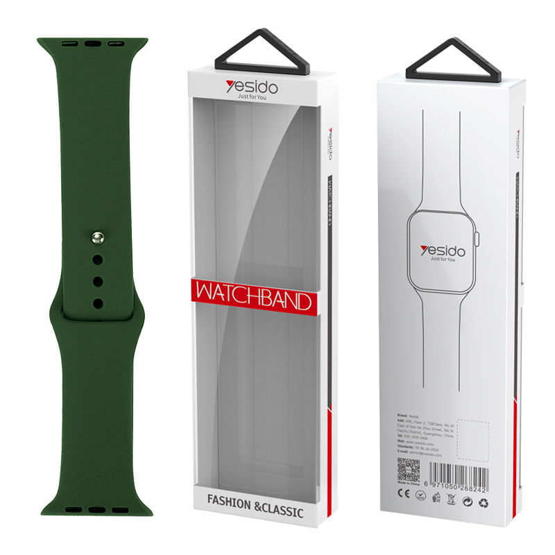 YESIDO WB44 SILIKONINIS DIRŽELIS FOR iWATCH L 38/40/41 (97+132) #43 ALFALFA