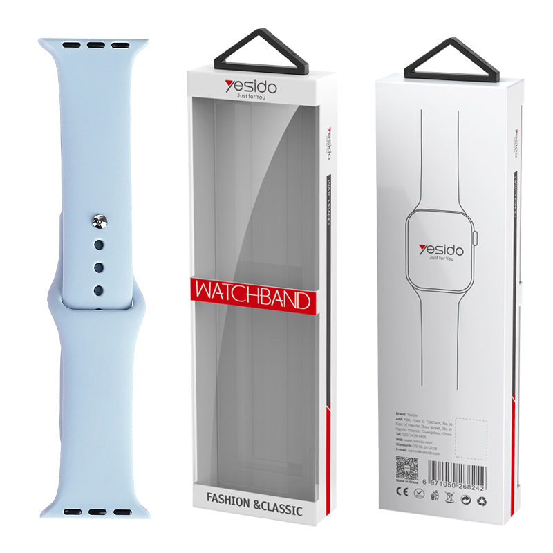 YESIDO WB44 SILIKONINIS DIRŽELIS FOR iWATCH S 42/44/45 (97+118) #65 LIGHT mėlynas