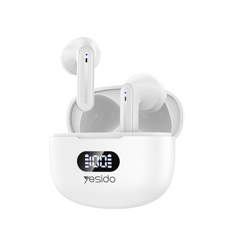 YESIDO EARPHONES TWS19 (Enc) BT 5.3 baltas