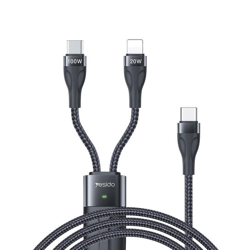 YESIDO LAIDAS CA87 100W TYPE-C/2IN1  1,4M 3,5A juodas