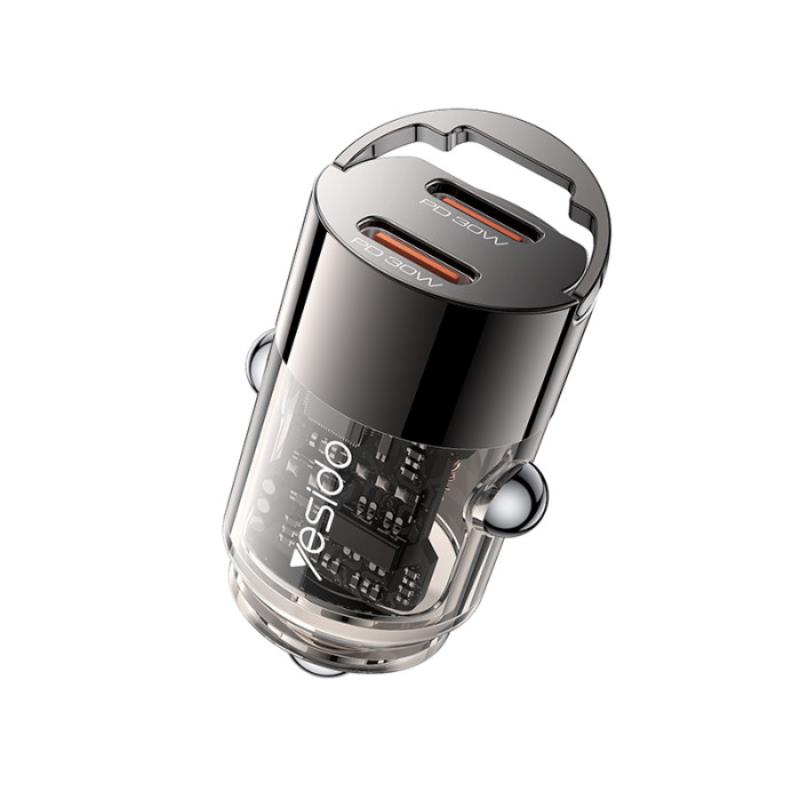 YESIDO CAR ĮKROVIKLIS Y69 PD 30W 2XUSB-C juodas