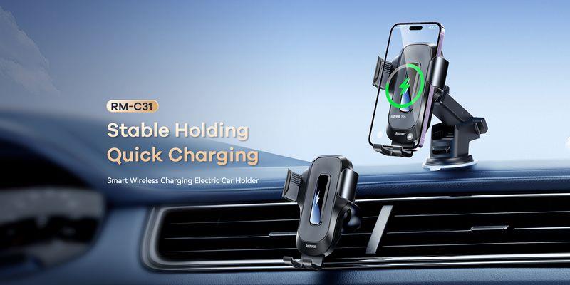 CAR HOLDER REMAX RM-C31 15W BELAIDIS juodas