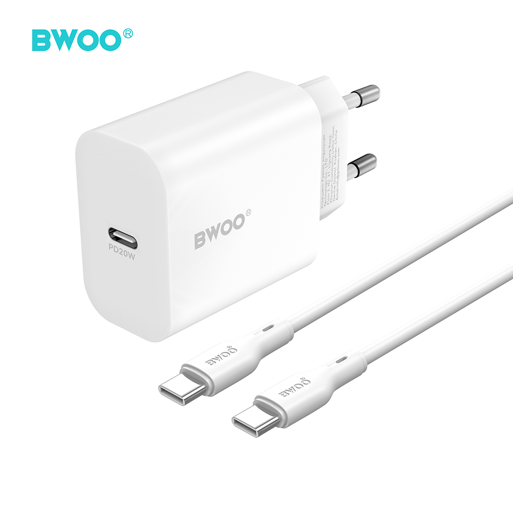 BWOO wall įkroviklis CDA233 PD 20W 1x USB-C with USB-C - USB-C laidas baltas