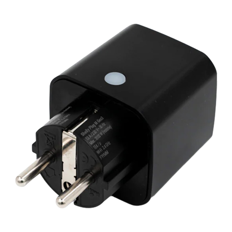 "Shelly Plug PM Gen3 Matter 13A" išmanusis kištukinis lizdas, juodas