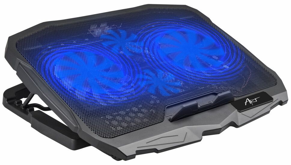 Cooling stovas for laptop ART P4 2 x USB A LED juodas