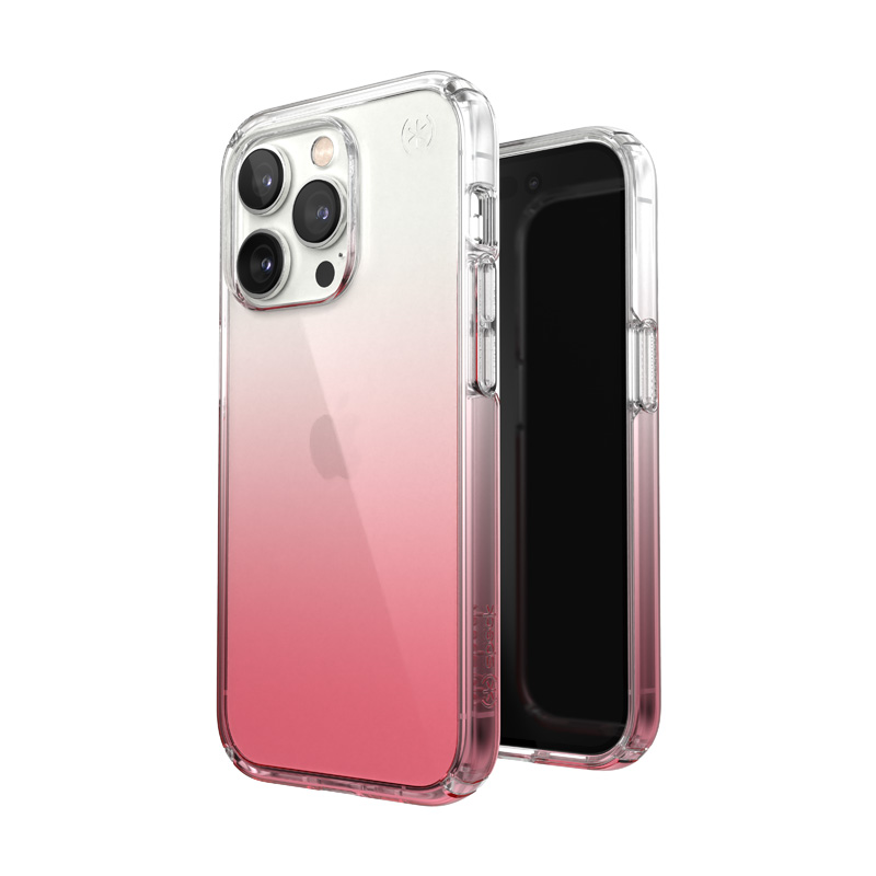 Speck Presidio Perfect-Clear + Ombre - iPhone 14 Pro dėklas with MICROBAN Coating (Clear / Vintage Rose Fade)
