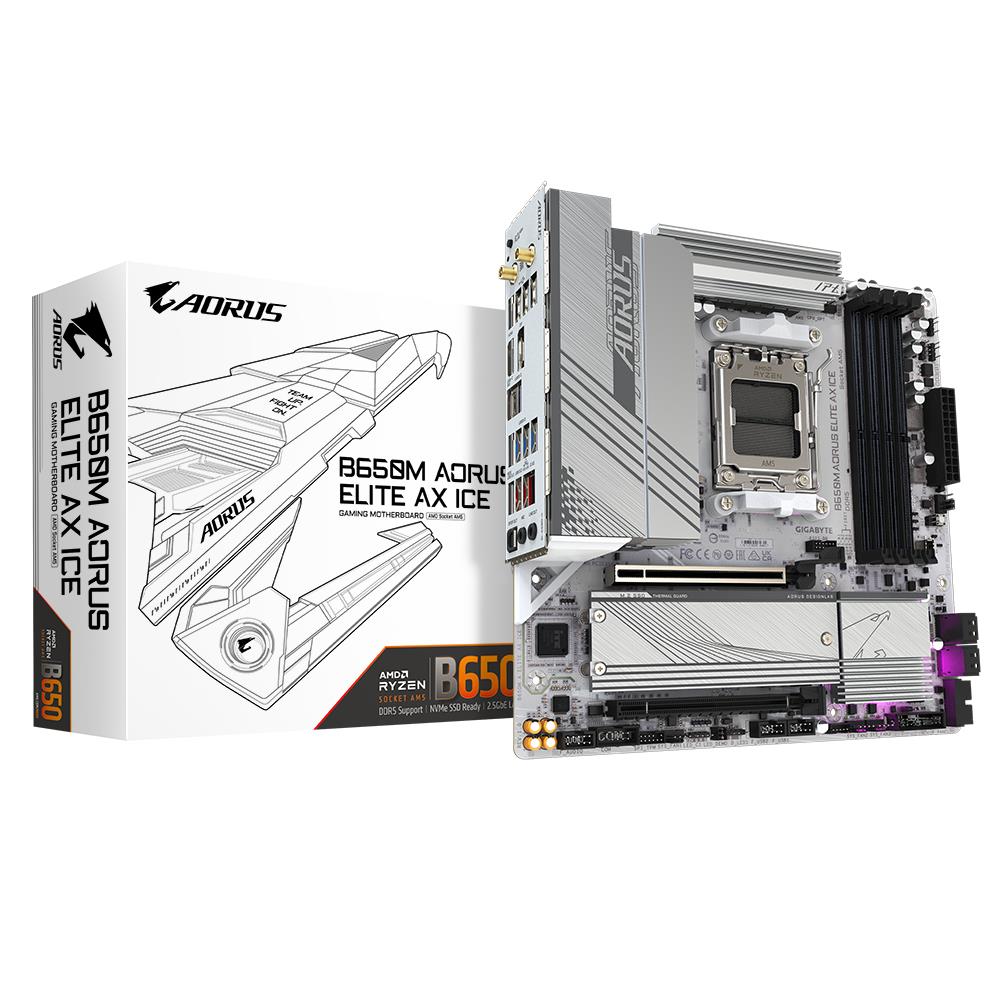 Pagrindinė plokštė GIGABYTE B650M AORUS ELITE AX ICE AMD B650 SAM5 Micro-ATX DDR5