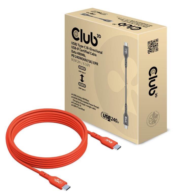 Club3D USB-C į USB-C laidas 2m M/M CAC-1573