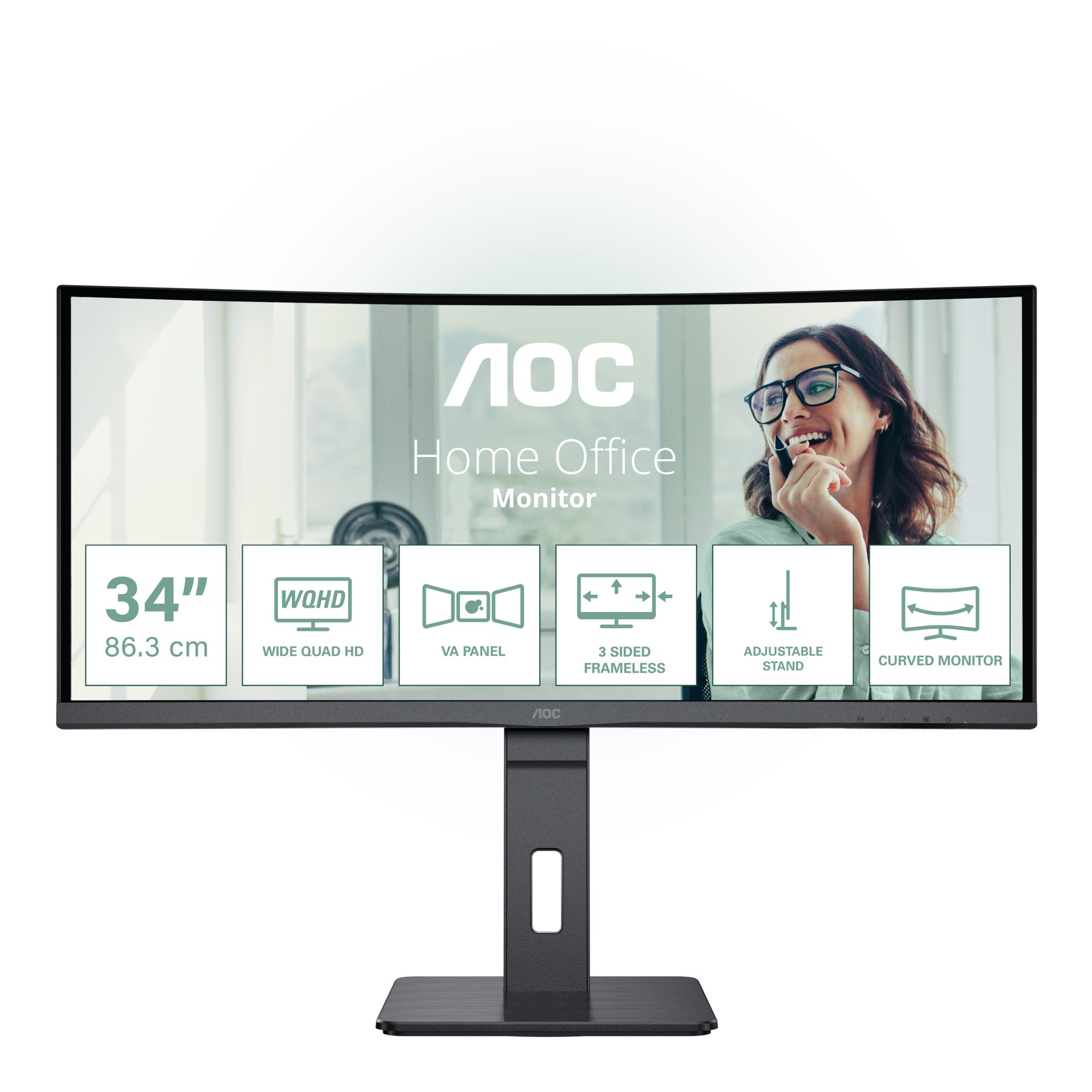 Monitorius AOC 34" UltraWide QHD 3440x1440 LED Išlenktas CU34P3CV