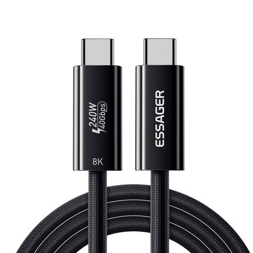 USB Laidas Essager Thunder juodas Thunderbolt 4 Full Function 180cm