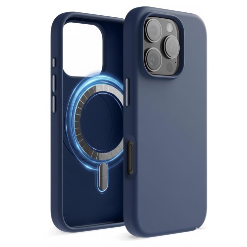 Dėklas "TM MagSafe Silicone" iPhone 13 / Tamsiai mėlynas /