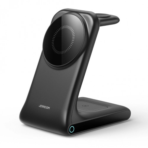 Belaidis įkroviklis Joyroom "JR-W15 3in1" juodas 15W (skirtas iPhone / Apple Watch / Airpods)