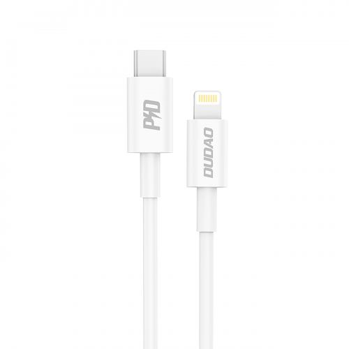USB Laidas Dudao "L6X" baltas "Type-C / Lightning" 100cm (iki 20W)