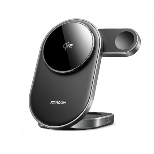 Belaidis įkroviklis Joyroom "JR-W17 3in1" juodas 15W Qi2 (skirtas iPhone / Apple Watch / Airpods)