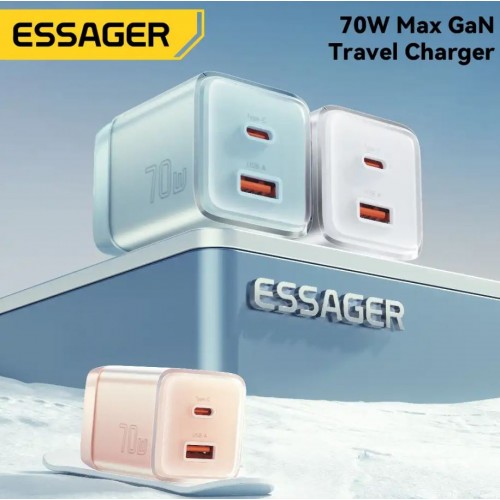 Įkroviklis Essager "Color" baltas 70W (PD / QC3.0)