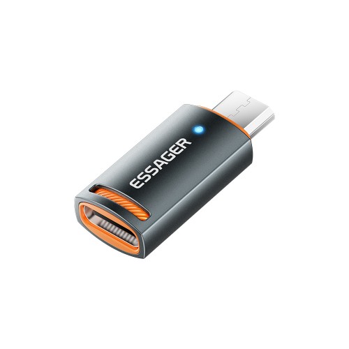 Adapteris Essager "HuntM" juodas (In: Type-C / Out: MicroUSB)