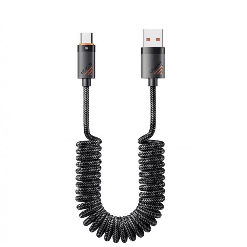 USB Laidas Essager "Chuan3" juodas "Type-C" 180cm (iki 7A)