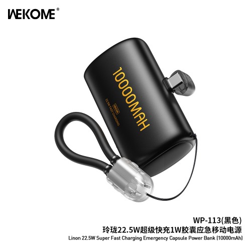 Išorinė baterija WK Design "WP-113" juoda 10000mAh (22.5W)