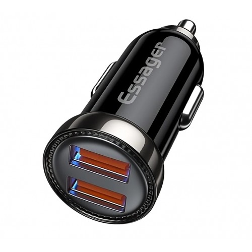 Automobilinis įkroviklis Essager "Turbo Dual" mėlynas 18W (2xQC3.0)