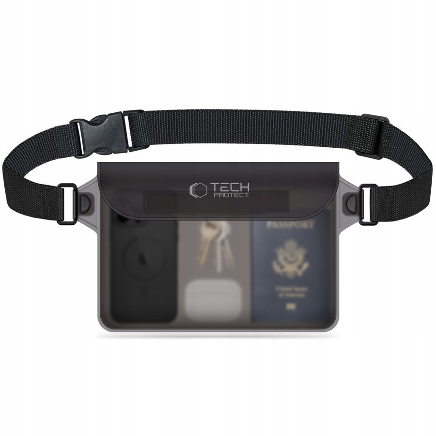 TECH-PROTECT UNIVERSALUS Vandeniui atsparus dėklas PILKAS/SKAIDRUS