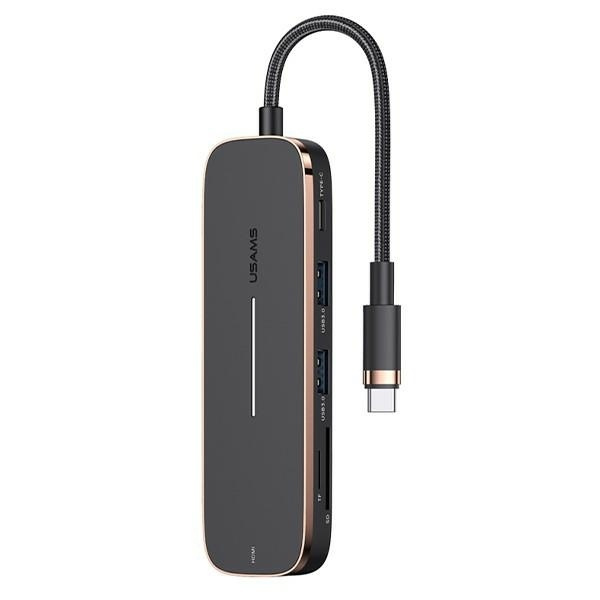 USAMS Adapter HUB 2xUSB + USB-C + HDMI + Micro SD+SD juodas SJ575HUB01 (US-SJ575)