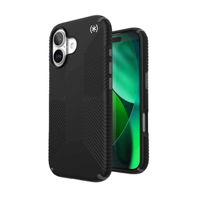 Speck Presidio2 Grip MagSafe - iPhone 17 Case (juodas / Slate pilkas / baltas)