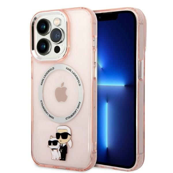 KARL LAGERFELD KLHMP14LHNKIP IPHONE 14 PRO 6.1 "DĖKLAS ROŽINIS/ROŽINIS ICONIC KARL & CHOUPETTE MAGSAFE