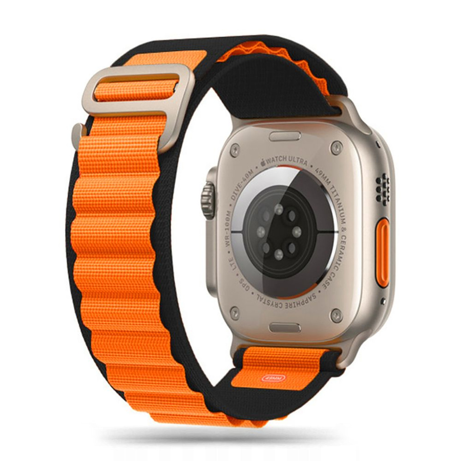 TECH-PROTECT NYLON PRO APPLE WATCH 4 / 5 / 6 / 7 / 8 / 9 / SE / ULTRA 1 / 2 (42 / 44 / 45 / 49 MM) JUODAS / ORANŽINIS