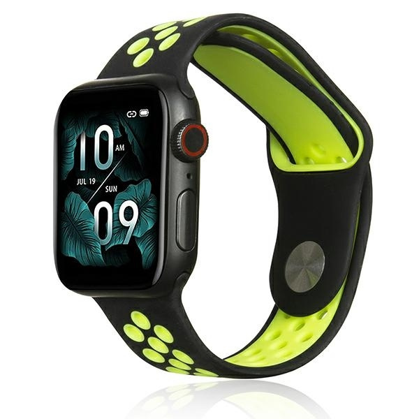Beline Dirželis Apple Watch Sport Silicone 38/40/41mm juodas/žalsvai geltonas