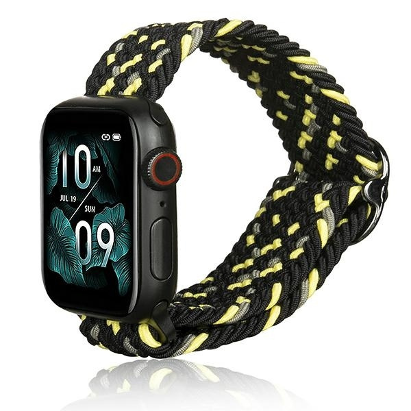 Beline Dirželis Apple Watch Textile 38/40/41mm juodas/žalsvai geltonas