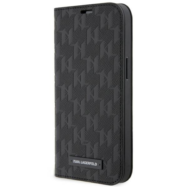 KARL LAGERFELD KLBKP14SSAKLPK IPHONE 14/15/13 6.1 "KNYGUTĖS TIPO DĖKLAS JUODAS / JUODAS SAFFIANO MONOGRAM