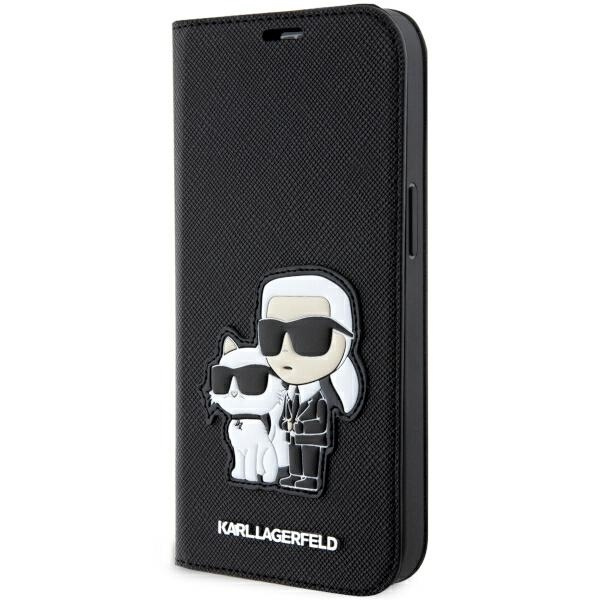 KARL LAGERFELD KLBKP14XSANKCPK IPHONE 14 PRO MAX 6.7 "KNYGUTĖS TIPO DĖKLAS JUODAS/JUODAS SAFFIANO KARL & CHUPETTE