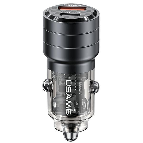 USAMS Automobilinis įkroviklis C36 USB+USB-C 95W FAST CHARGE juodas CC176CC01 (US-CC176)