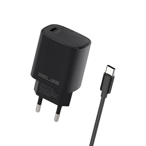 Beline Tinklo įkroviklis 1x USB-C 20W + USB-C laidas juoda PD 3.0 BLNCB20C