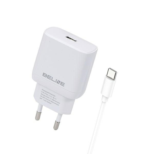Beline Tinklo įkroviklis 1x USB-C 25W + USB-C laidas balta PD 3.0 BLNCW25C GaN