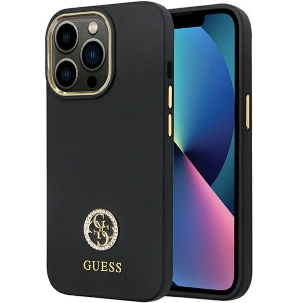 Guess GUHCP13XM4DGPK iPhone 13 Pro Max 6.7" juodas/juodas hardcase Silicone Logo Strass 4G