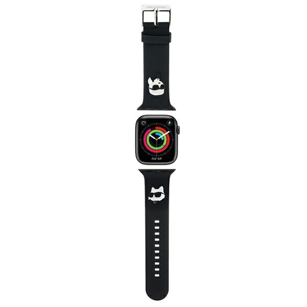 Karl Lagerfeld 3D Rubber Karl&Choupette Heads dirželis for Apple Watch 42/44/45/49mm - juodas