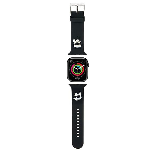Karl Lagerfeld 3D Rubber Karl&Choupette Heads dirželis for Apple Watch 38/40/41mm - juodas